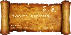 Pirovits Henrietta névjegykártya